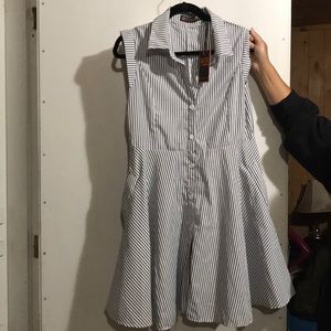 Navy and white striped dress w/ tags